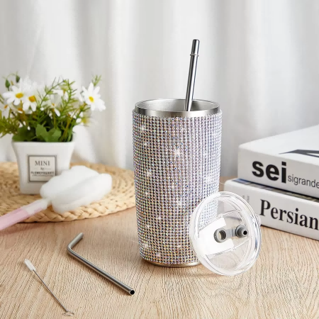 Diamond tumbler,luxury tumbler,fashionable drinkware,reusable tumbler,BPA-free tumbler,eco-friendly tumbler,unique gift ideas.