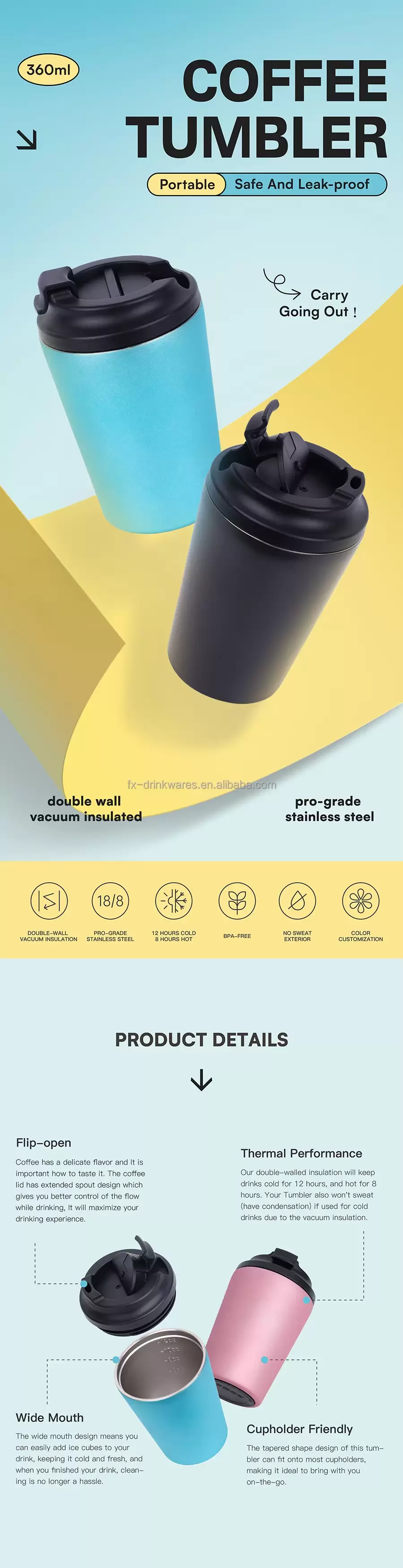 custom logo coffee tumbler