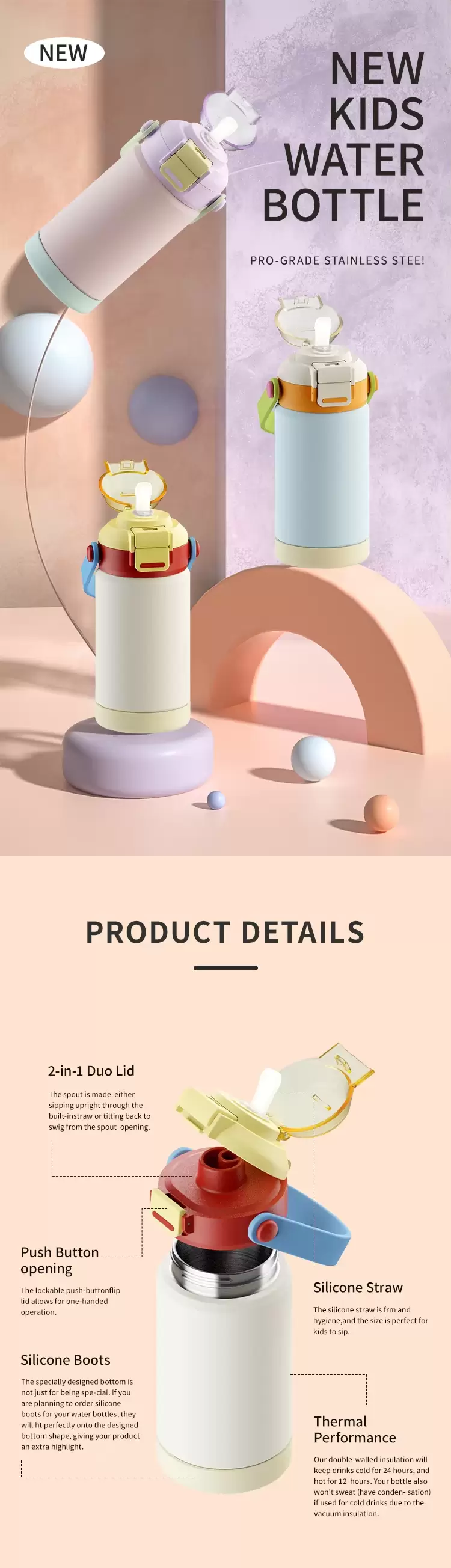 childrens stainless steel water bottle