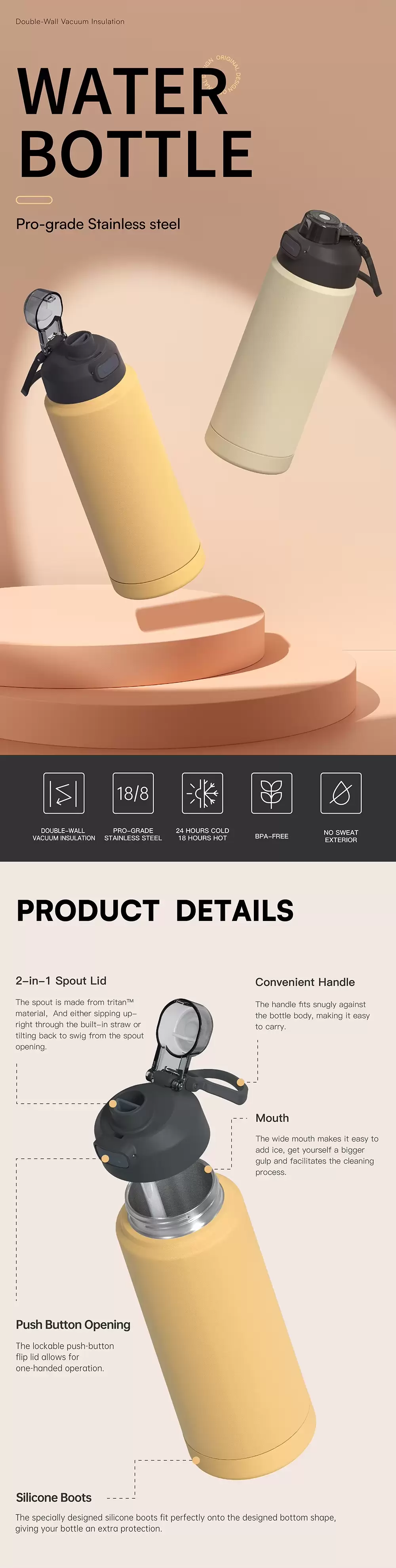 24 oz stainless steel water bottle