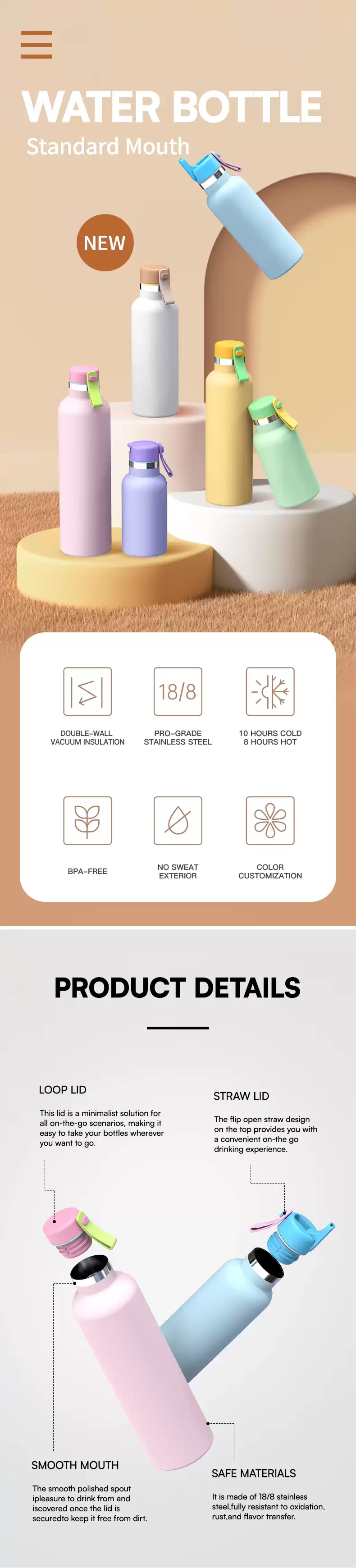 customized thermal water bottle