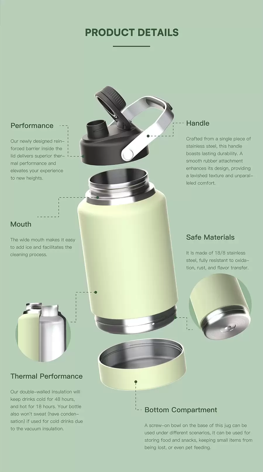insulated water bottle with storage