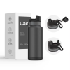 black stainless steel water bottle,insulated stainless steel water bottle,reusable black water bottle,eco-friendly stainless steel bottle,BPA-free water bottle,black water bottle with cap,sleek water bottle.