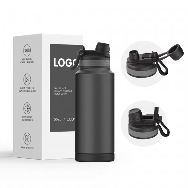 black stainless steel water bottle,insulated stainless steel water bottle,reusable black water bottle,eco-friendly stainless steel bottle,BPA-free water bottle,black water bottle with cap,sleek water bottle.