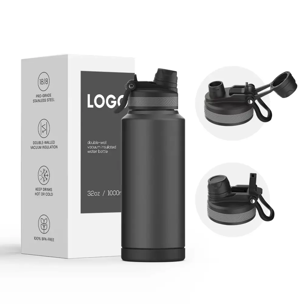 black stainless steel water bottle