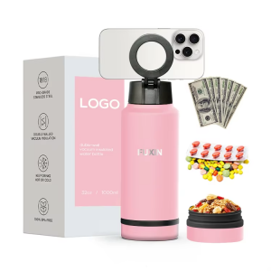 custom stainless steel MagSafe water bottle,MagSafe water bottle with storage,personalized stainless steel water bottle,reusable MagSafe bottle,customizable water bottle with storage,eco-friendly stainless steel water bottle.