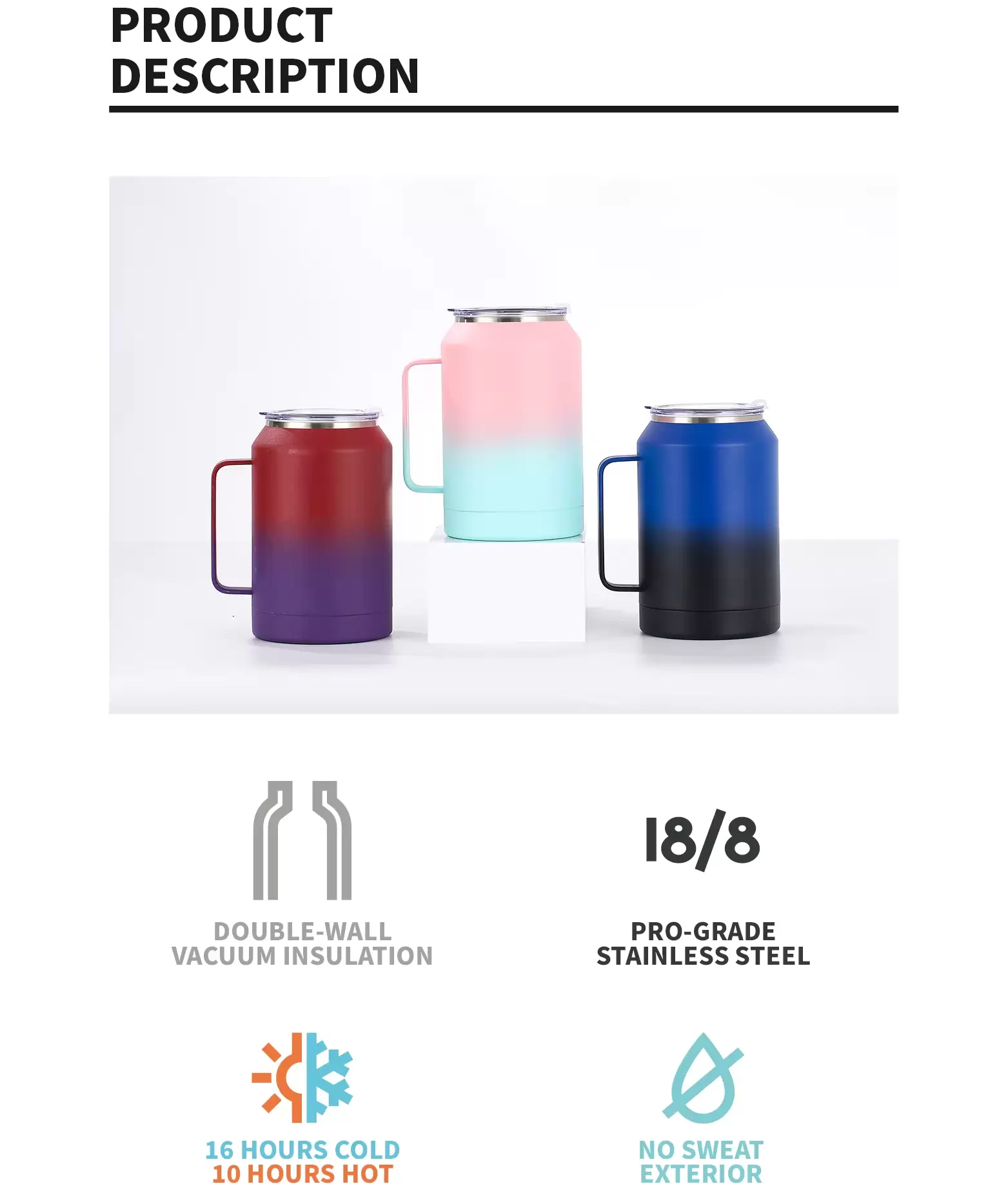 stainless steel water bottle with handle