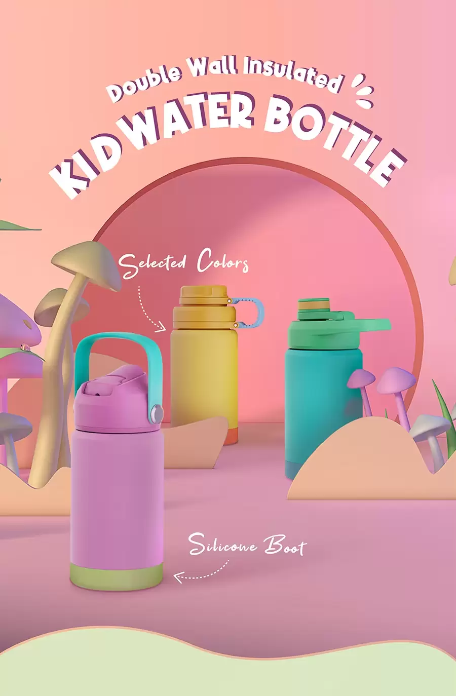 personalised childrens water bottle with straw