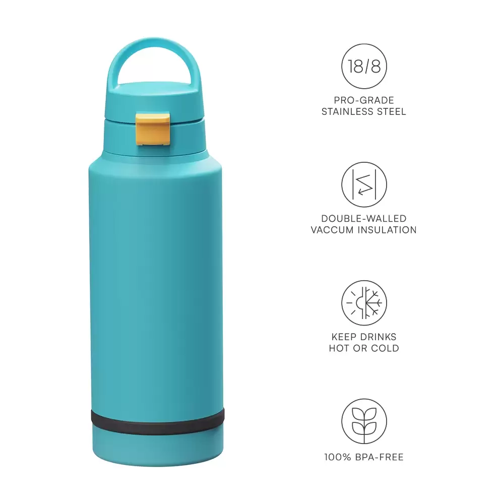 stainless steel water bottle with storage