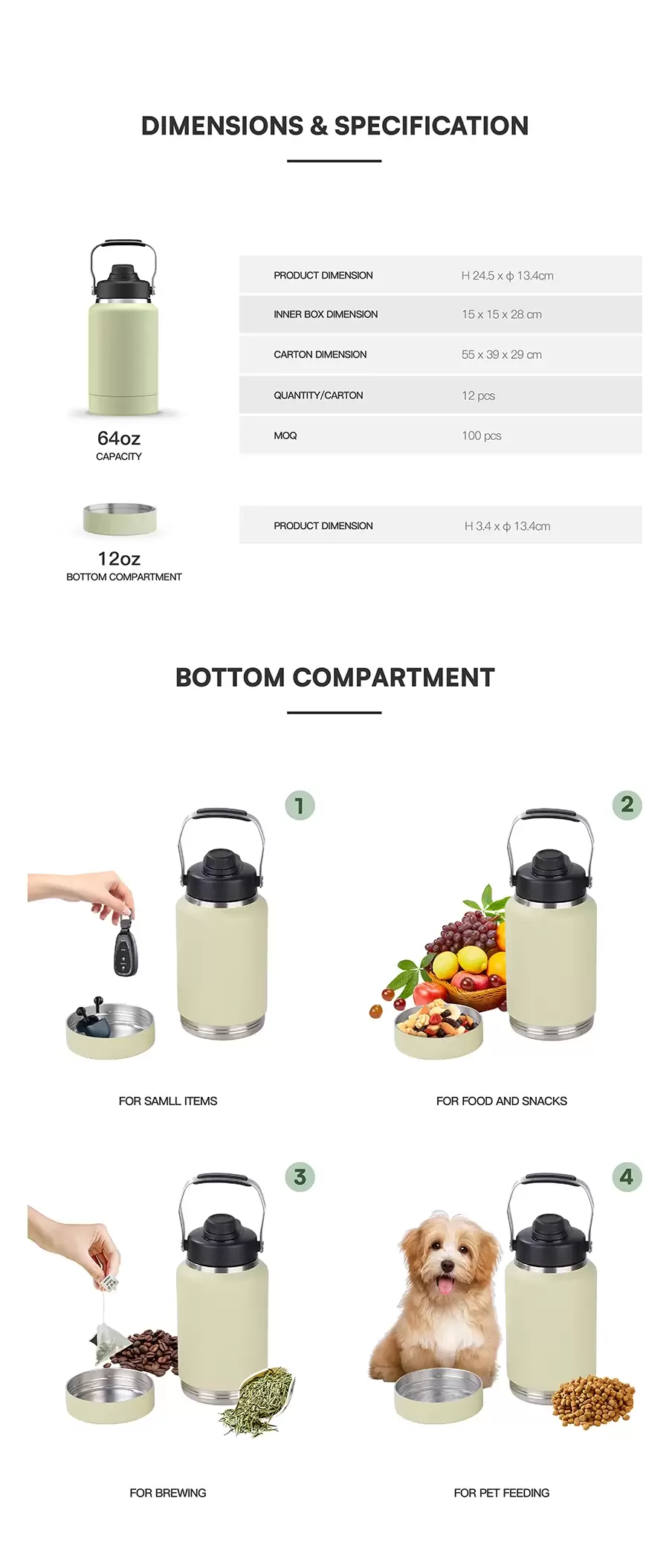 insulated water bottle with storage