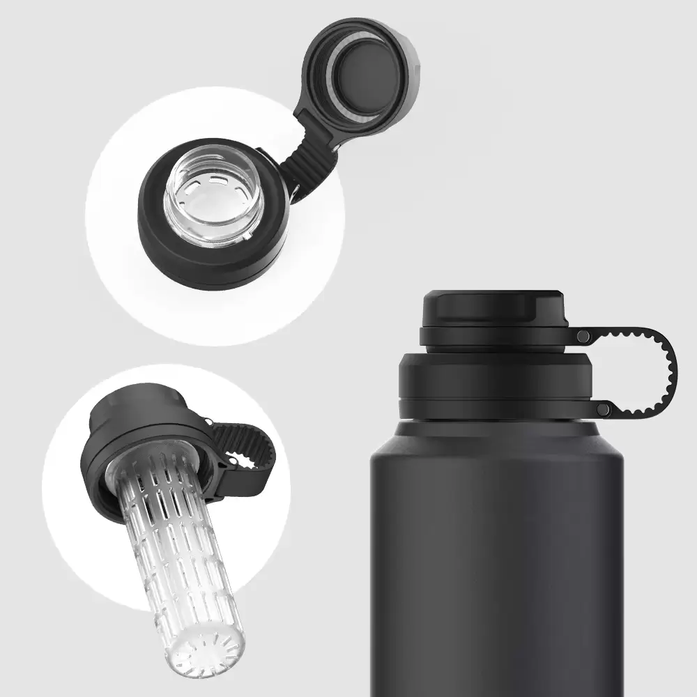 black stainless steel water bottle