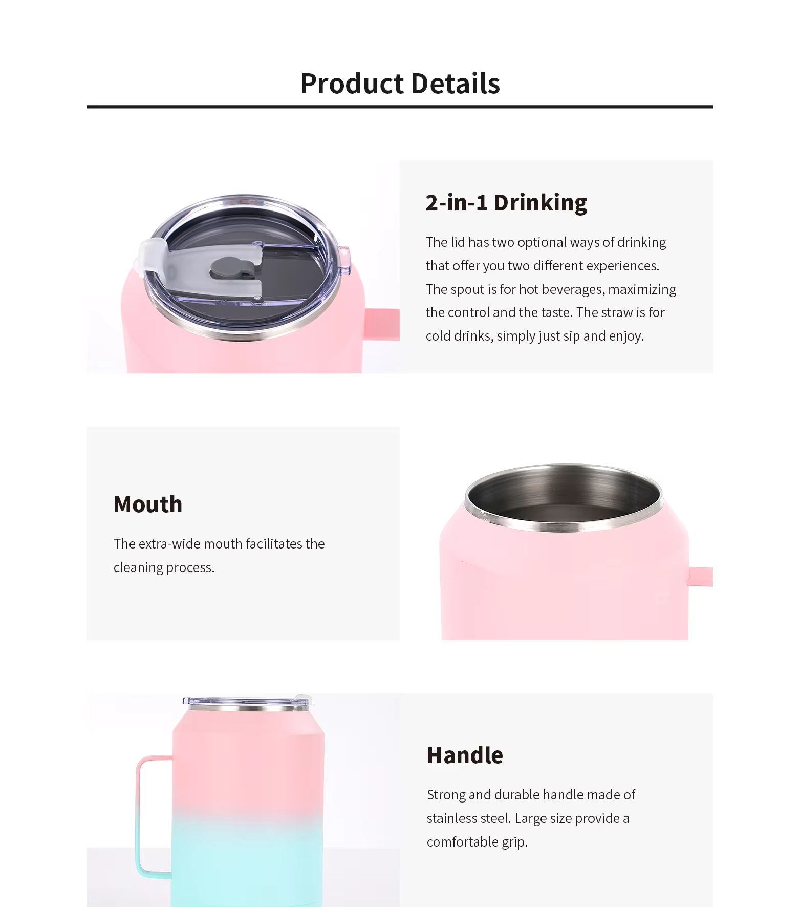 stainless steel water bottle with handle