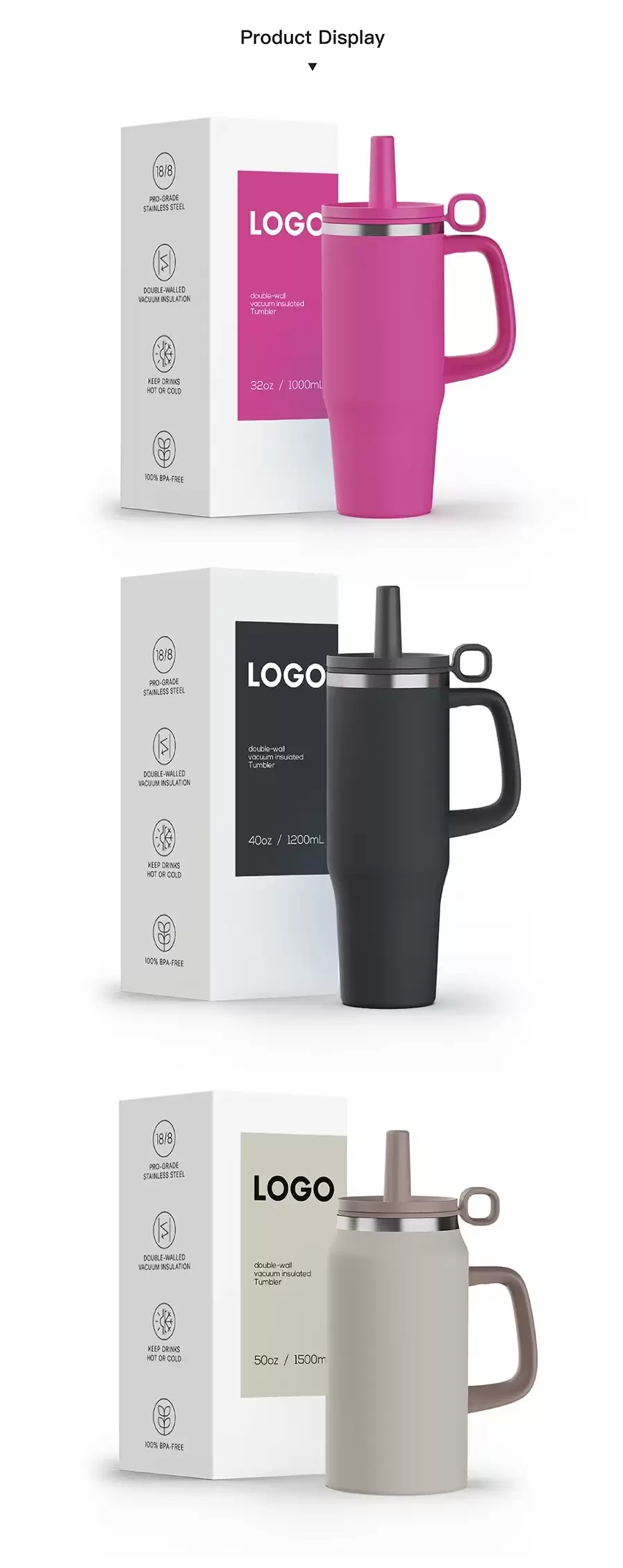 custom tumbler with handle and straw