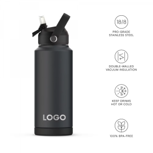 black stainless steel water bottle