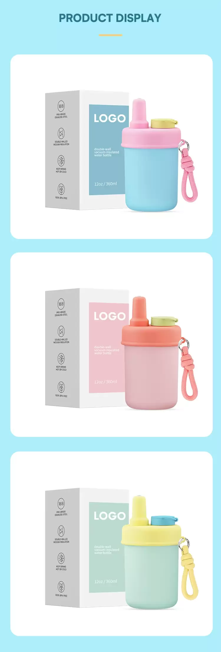 12oz kids water bottle
