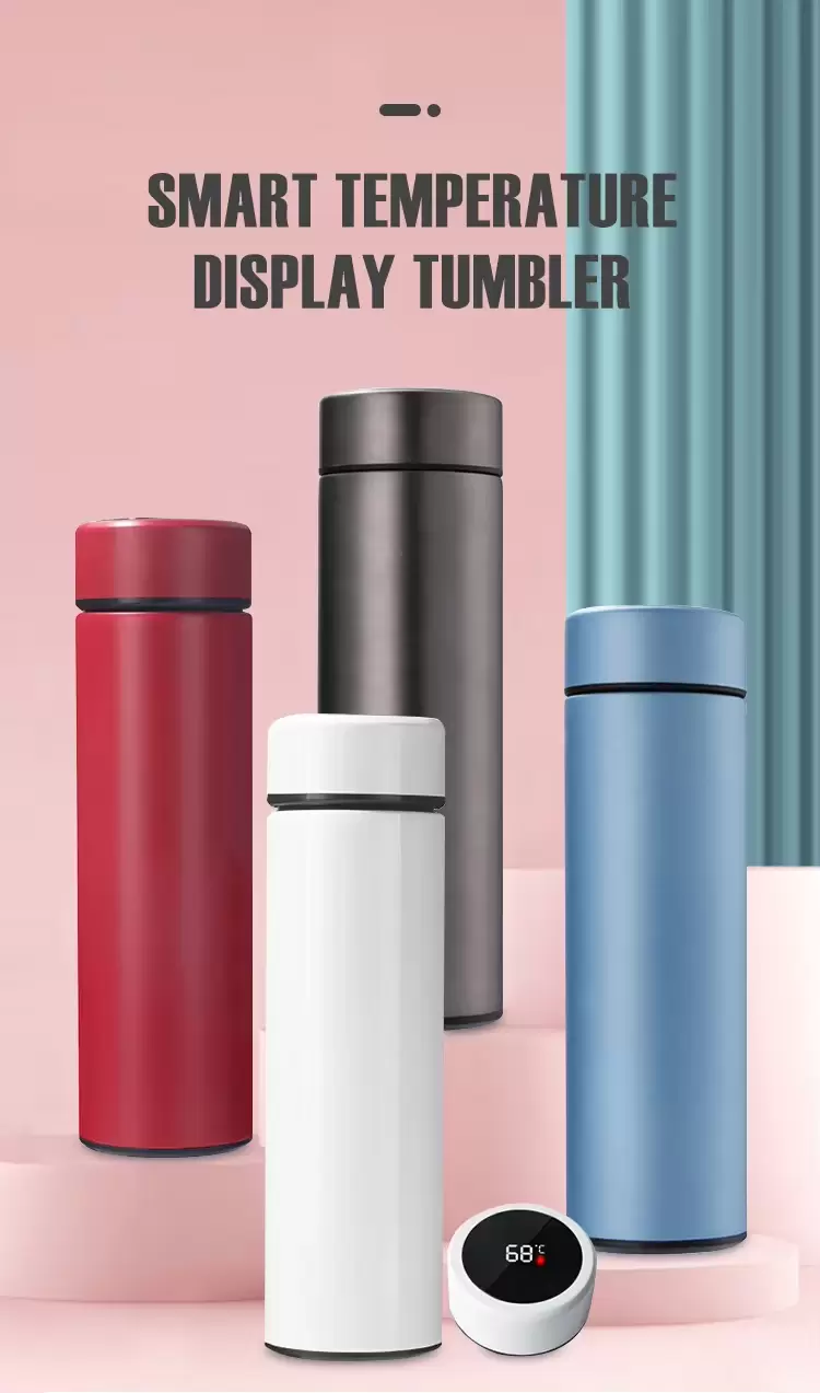 private label stainless steel smart water bottle with lcd temperature display