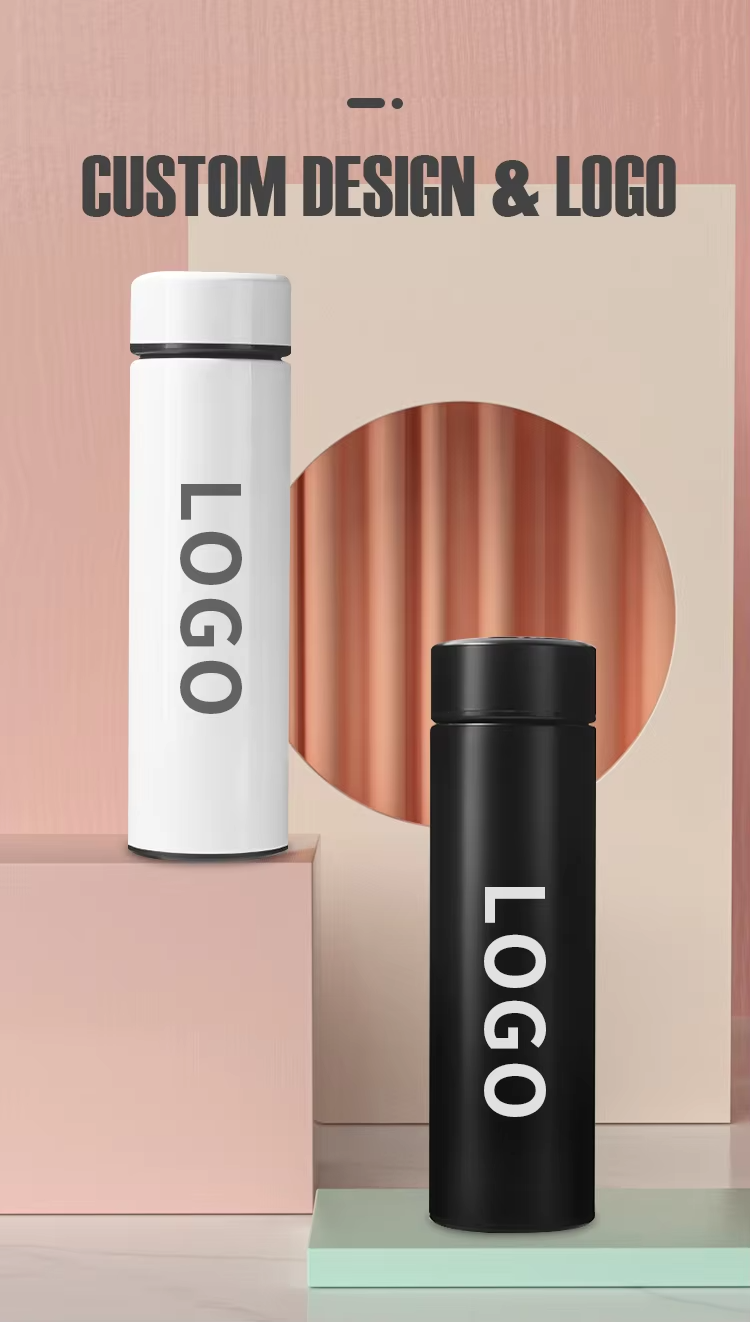 private label stainless steel smart water bottle with lcd temperature display