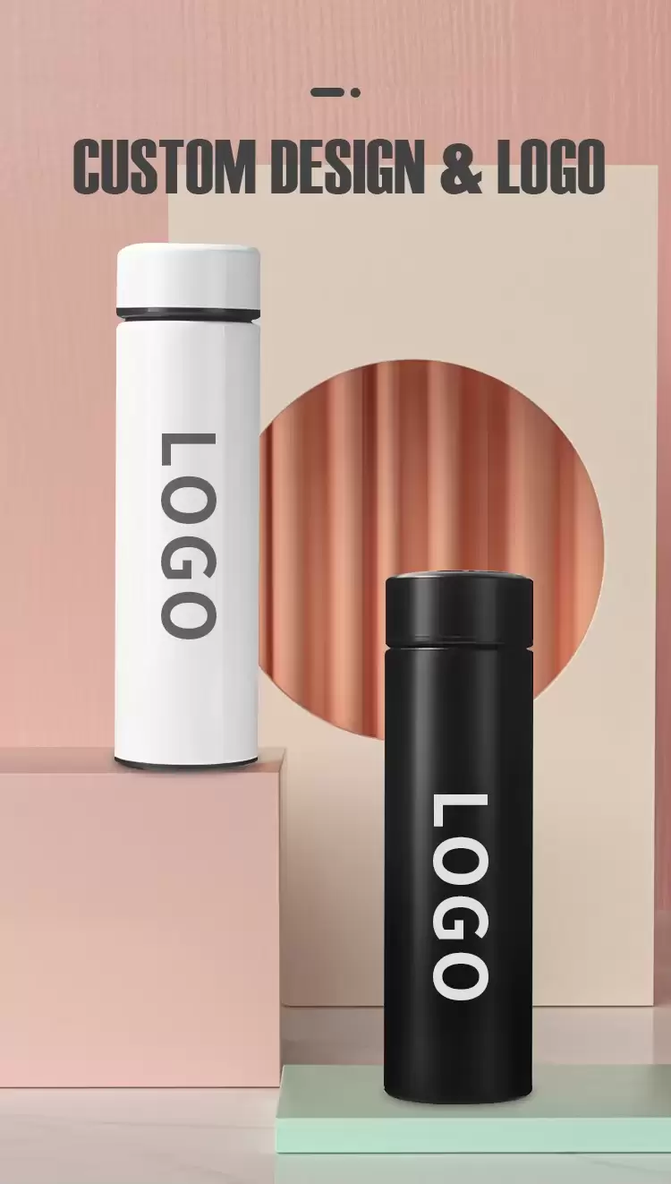 private label stainless steel smart water bottle with lcd temperature display