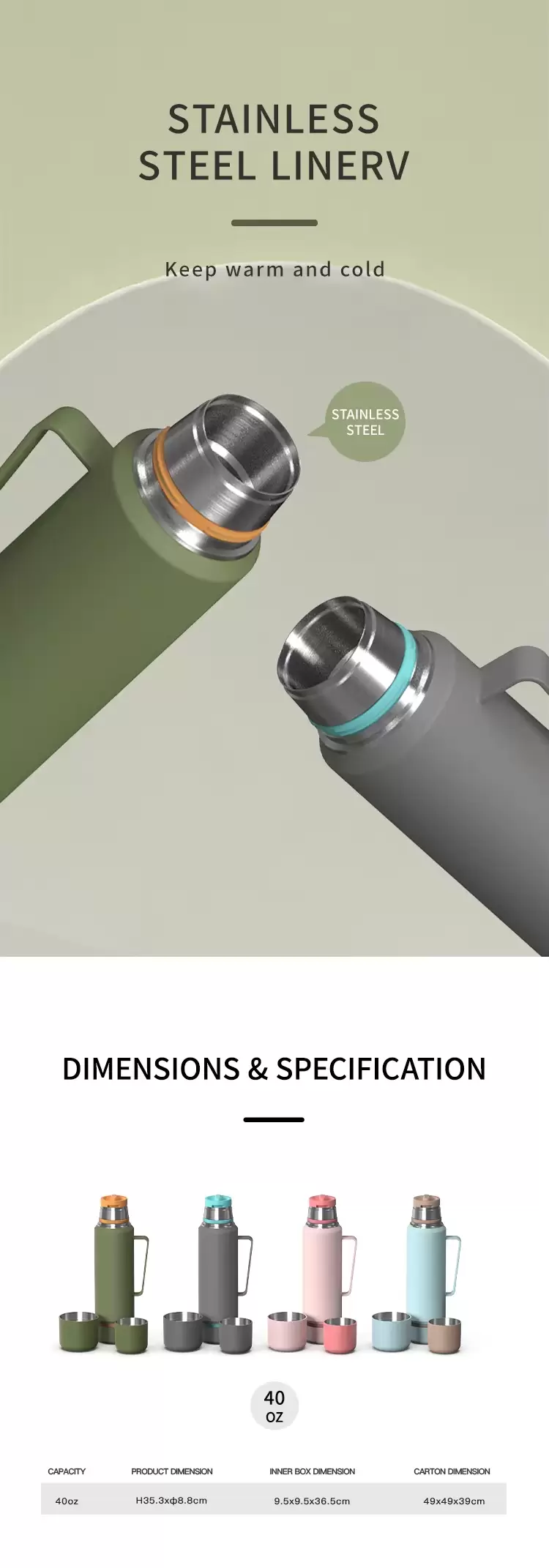 insulated water bottle with handle