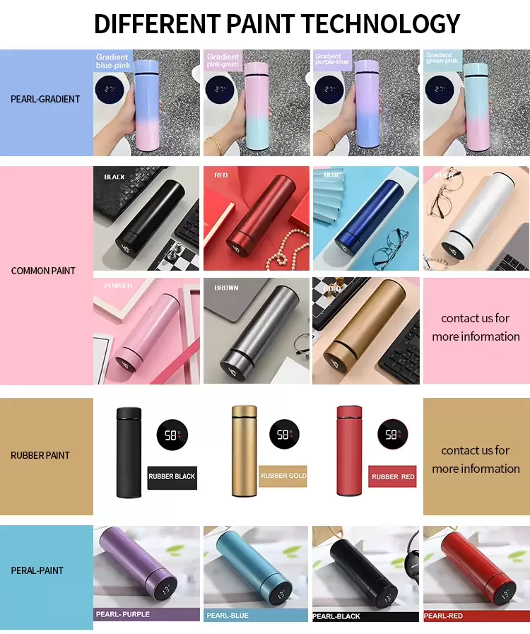 private label stainless steel smart water bottle with lcd temperature display