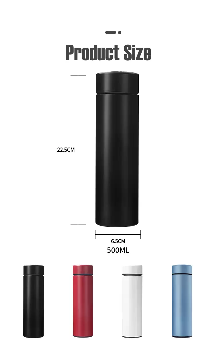 private label stainless steel smart water bottle with lcd temperature display