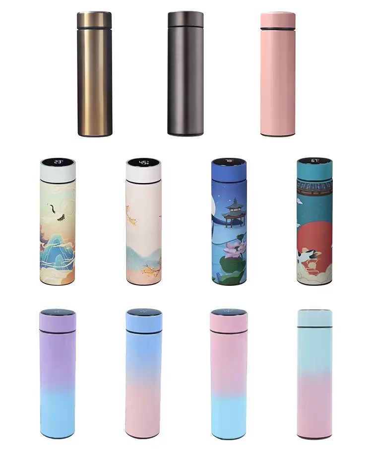 private label stainless steel smart water bottle with lcd temperature display