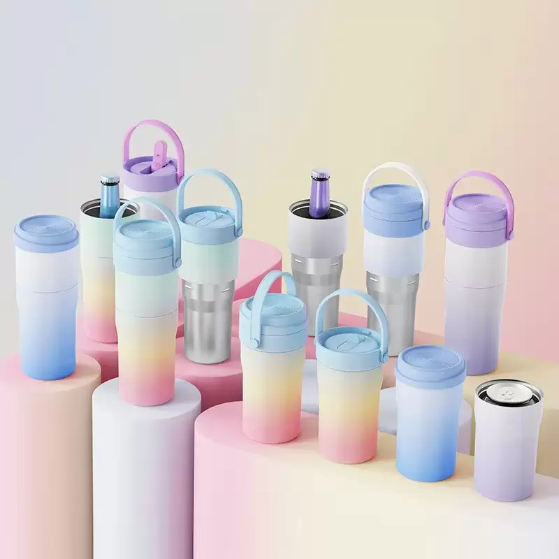 double lid double bottle magic sports straw cup