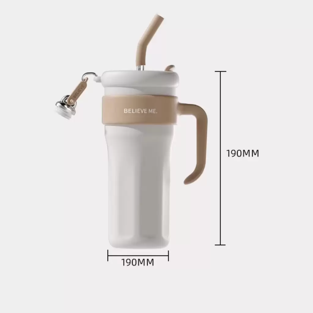 large tumbler with handle and straw