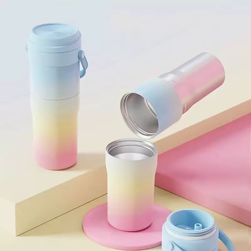 double lid double bottle magic sports straw cup