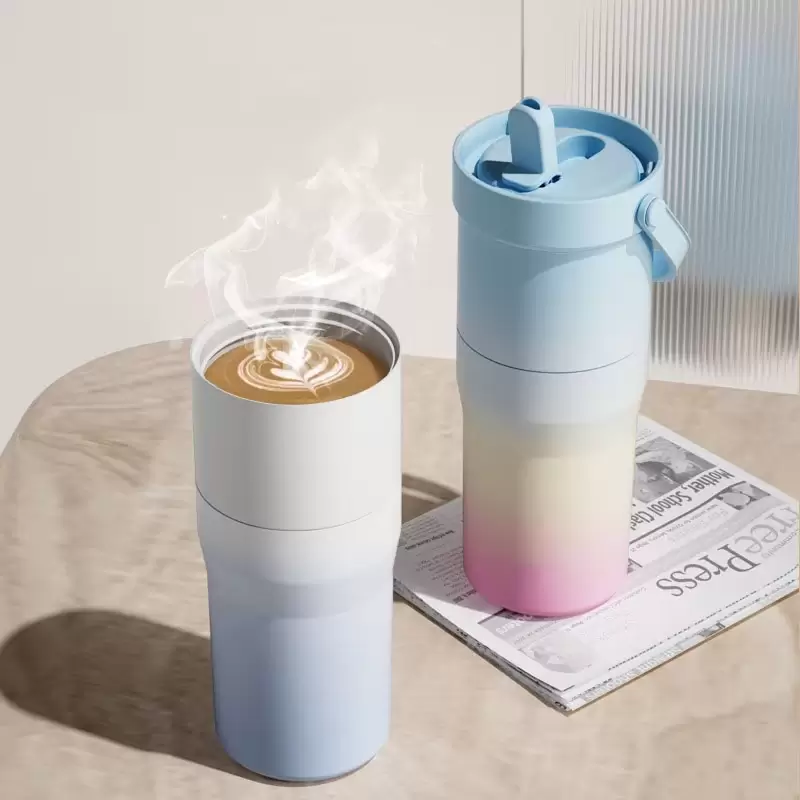 double lid double bottle magic sports straw cup