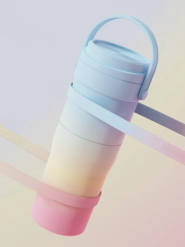 double lid double bottle magic sports straw cup