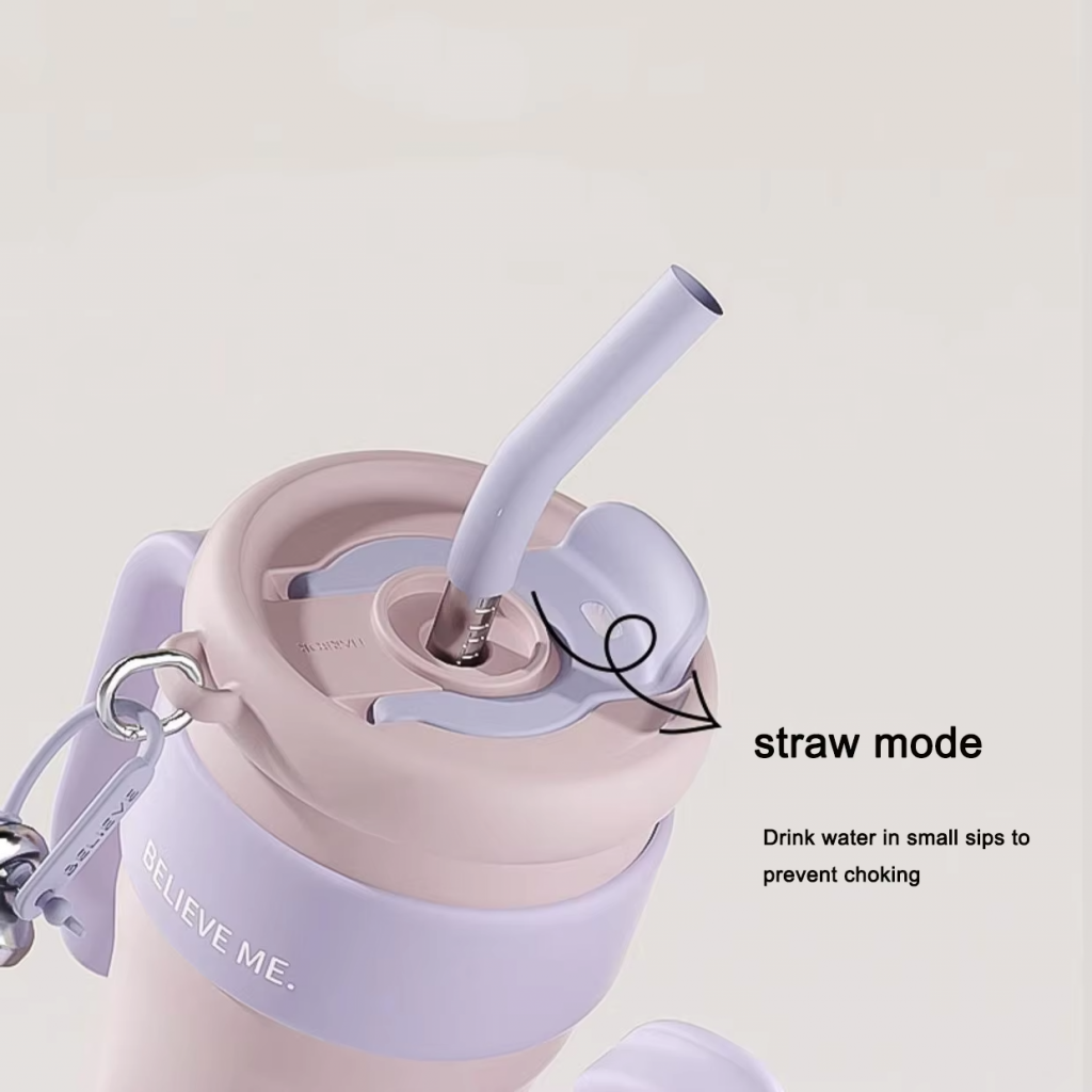 large tumbler with handle and straw