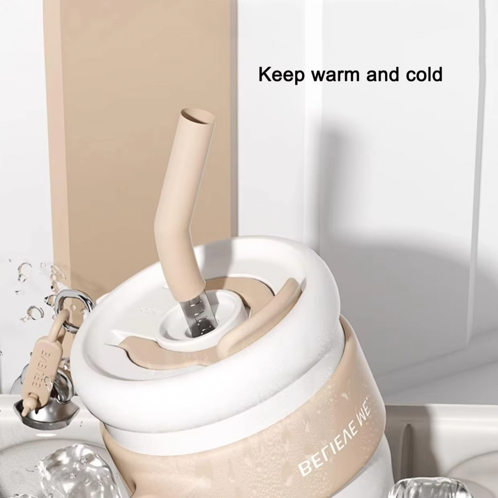 large tumbler with handle and straw